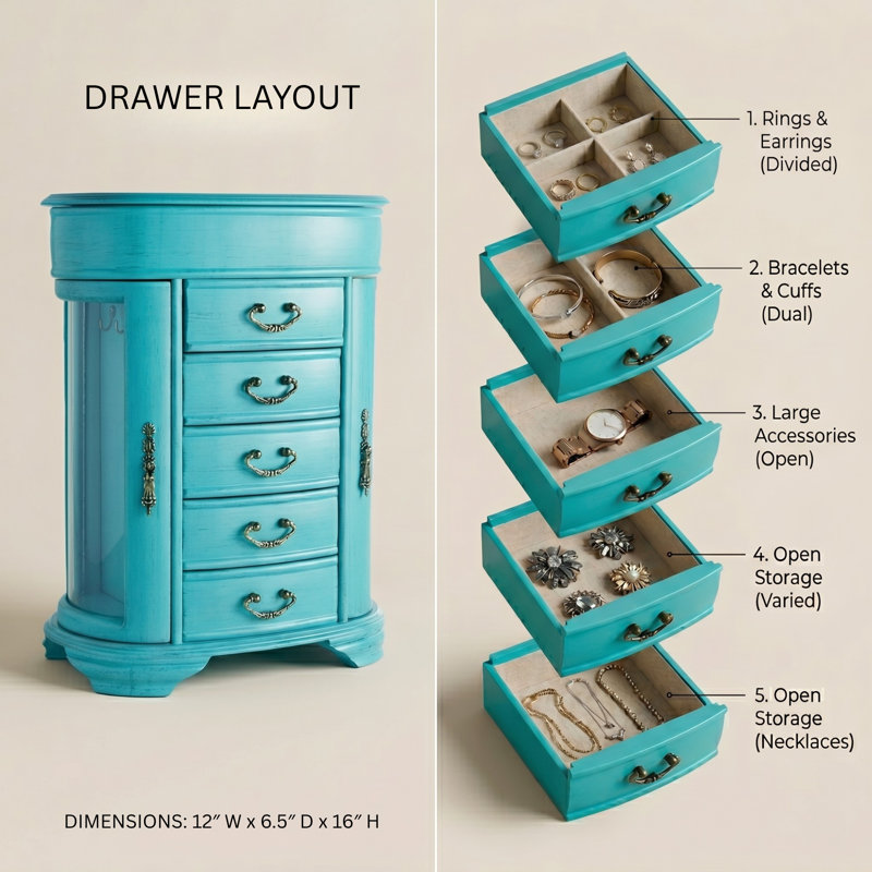 One Allium Way® 2 Door Wood Jewelry Box & Reviews | Wayfair
